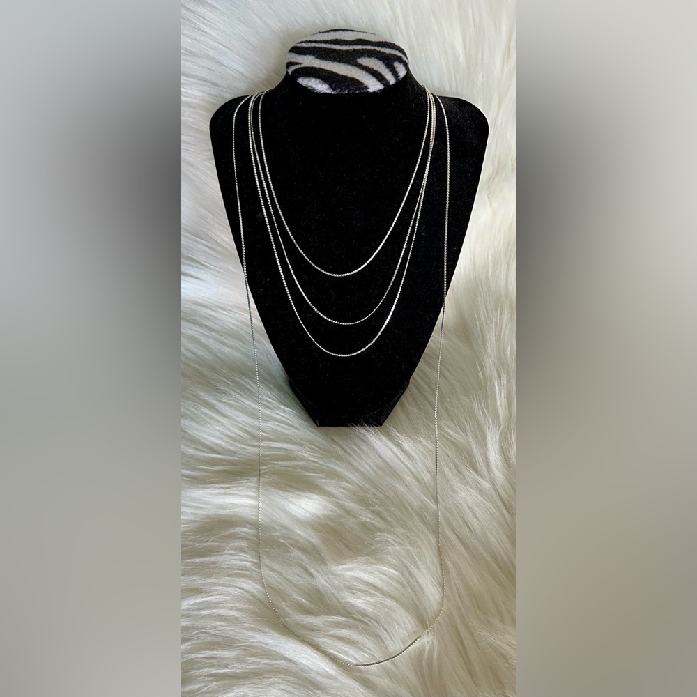 NWT Arizona Layered Silver Tone Chain Necklace Simple Multi-Strand Jewelry